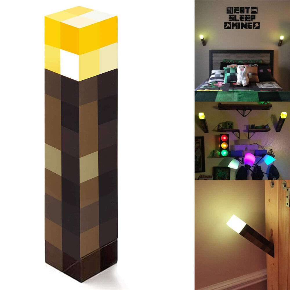 Minecraft LED Torch Lamp – USB Rechargeable Night Light