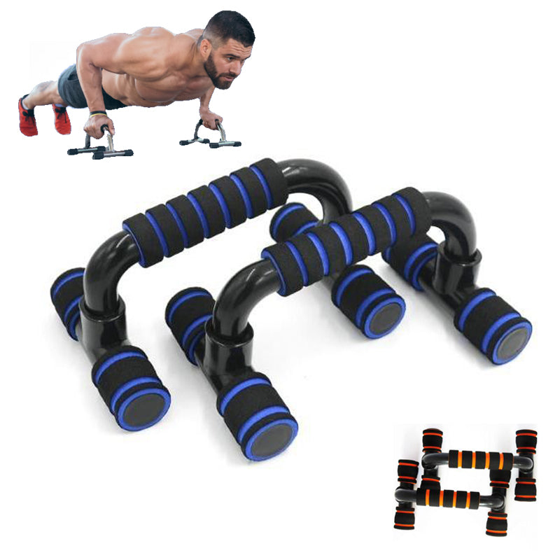 H-shaped push-up stand with sponge grips. Durable ABS trainer for chest and upper-body workouts