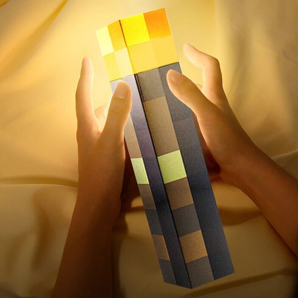 Minecraft LED Torch Lamp – USB Rechargeable Night Light