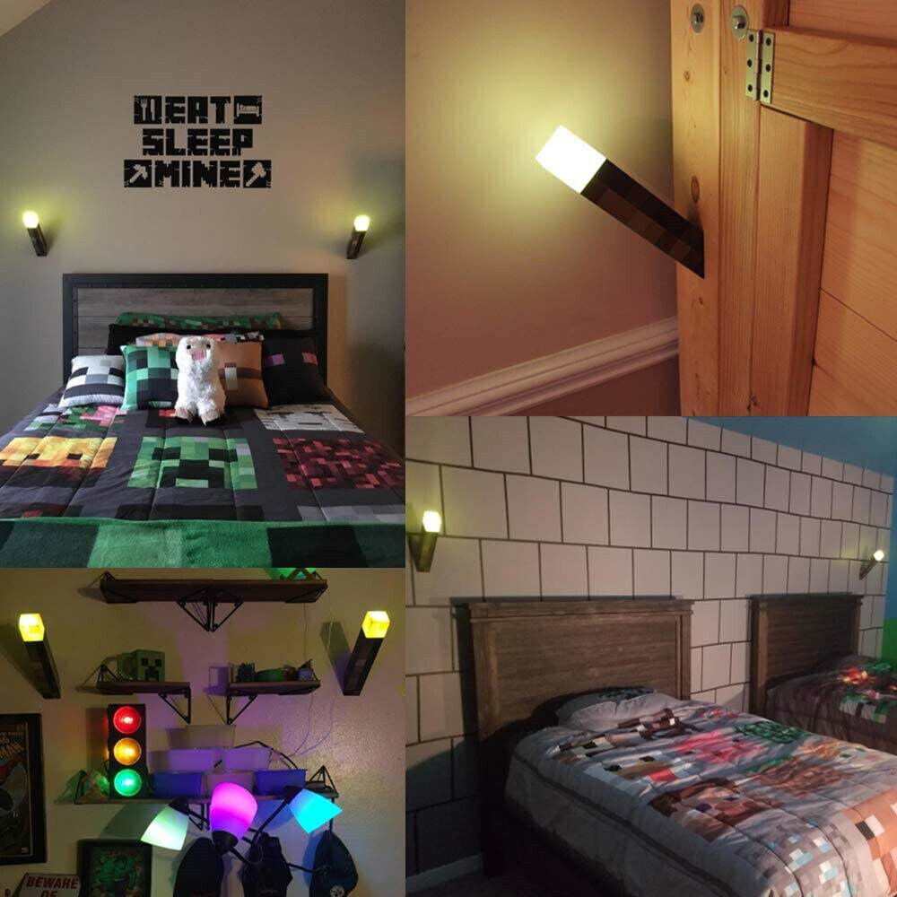 Minecraft LED Torch Lamp – USB Rechargeable Night Light