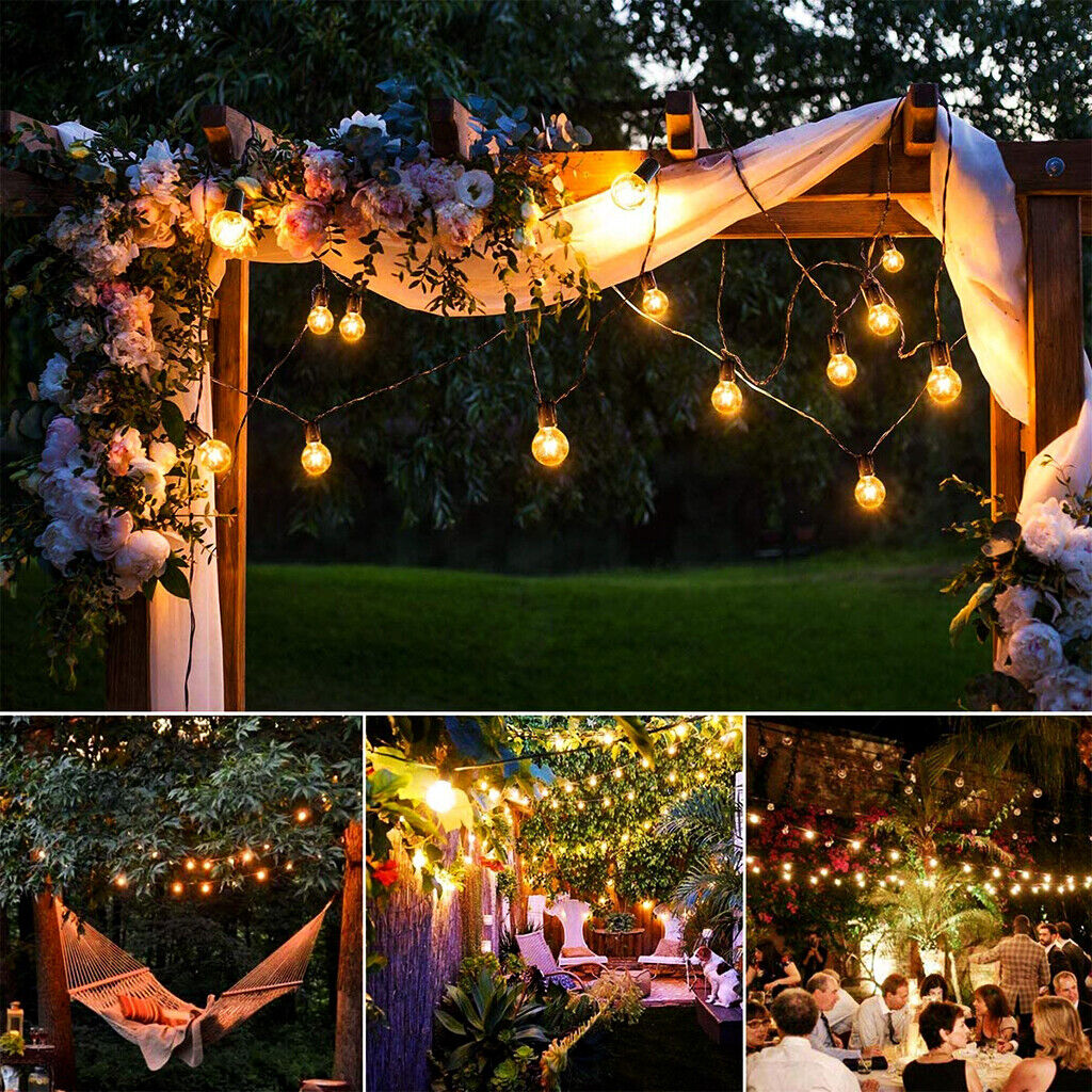 25-50FT Outdoor Festoon Globe String Fairy Lights G40 Bulbs Garden Wedding Home