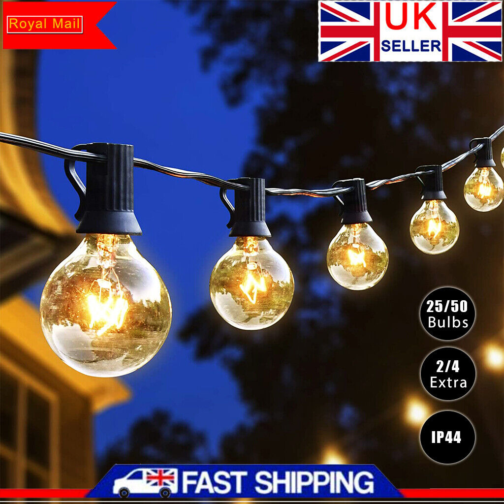 25-50FT Outdoor Festoon Globe String Fairy Lights G40 Bulbs Garden Wedding Home