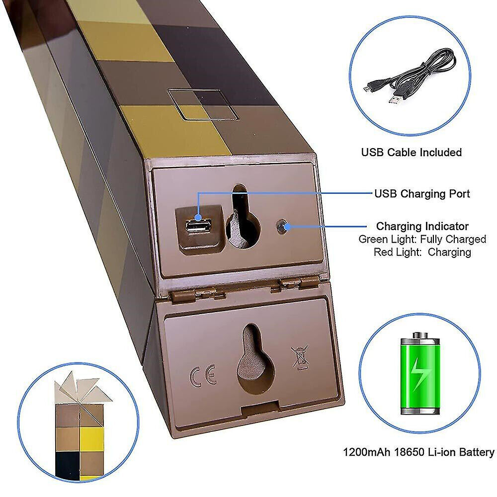 Minecraft LED Torch Lamp – USB Rechargeable Night Light
