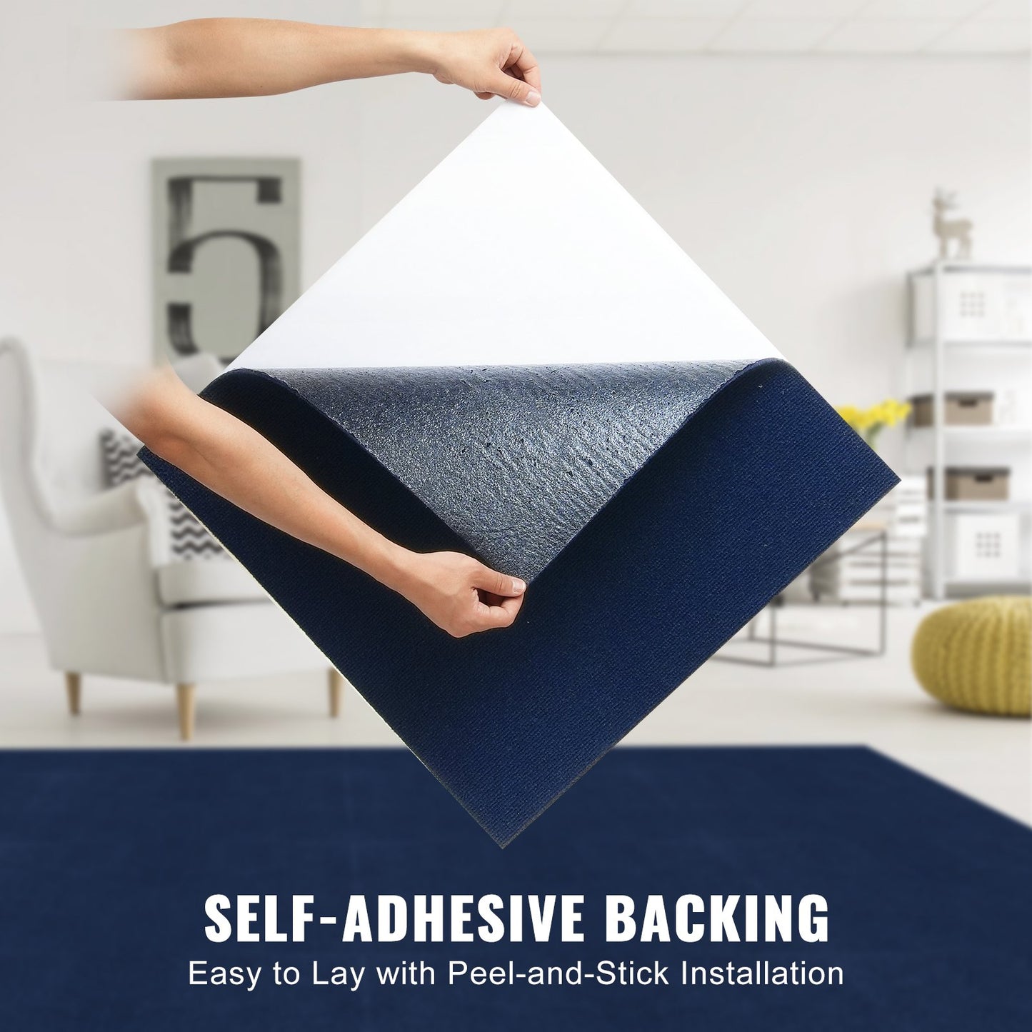 24" x 24" soft, self-adhesive tiles. Easy DIY install, comfortable and durable. Pack of 15